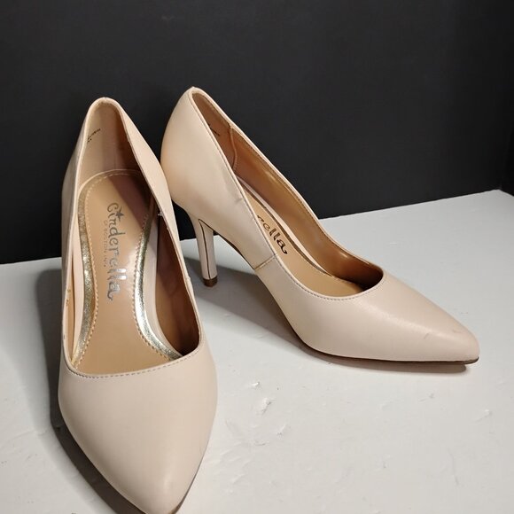Ventura Cinderella Of Boston Cream Tan Pump Heels Pointed Toe Size 3M - Picture 11 of 14